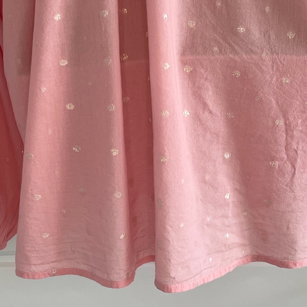 Crown & Ivy 100% Cotton Split V Blush Pink Silver Beads Peasant Blouse Sz XL - Picture 7 of 12
